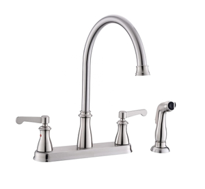 Grifo de cocina de níquel cepillado con rociador separado Grifo de cocina con 4 agujeros