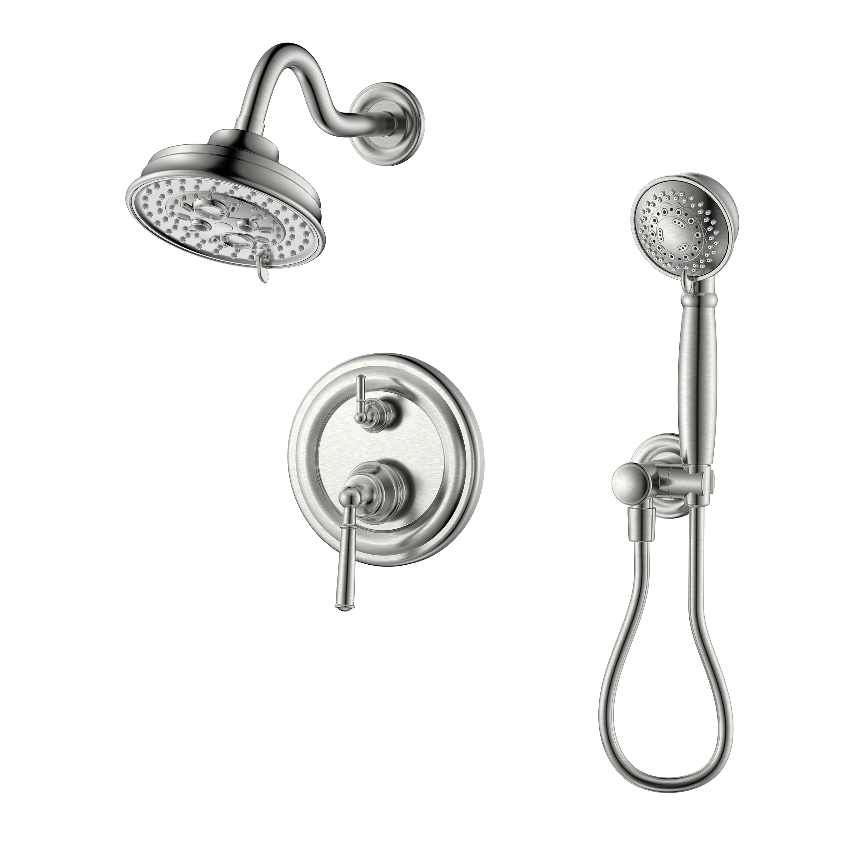 Grifos de ducha con ducha de mano Grifo de ducha de níquel cepillado