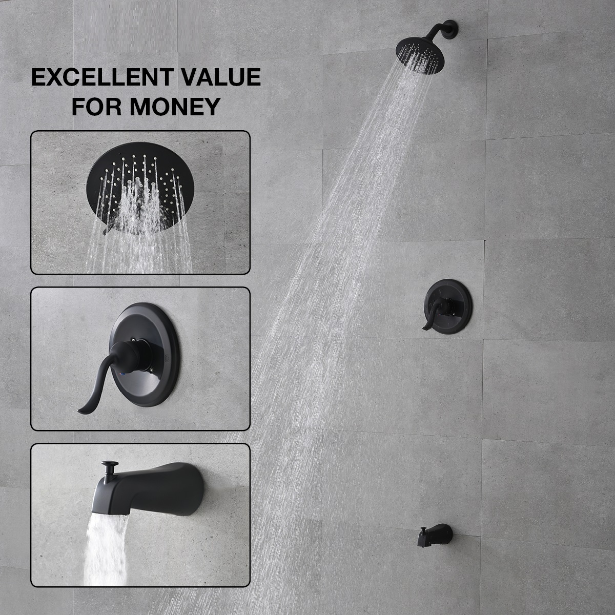 El mejor precio Hotsale Hotel Home Bath Shower Rain Faucet Set Black Bath Shower Faucet Set