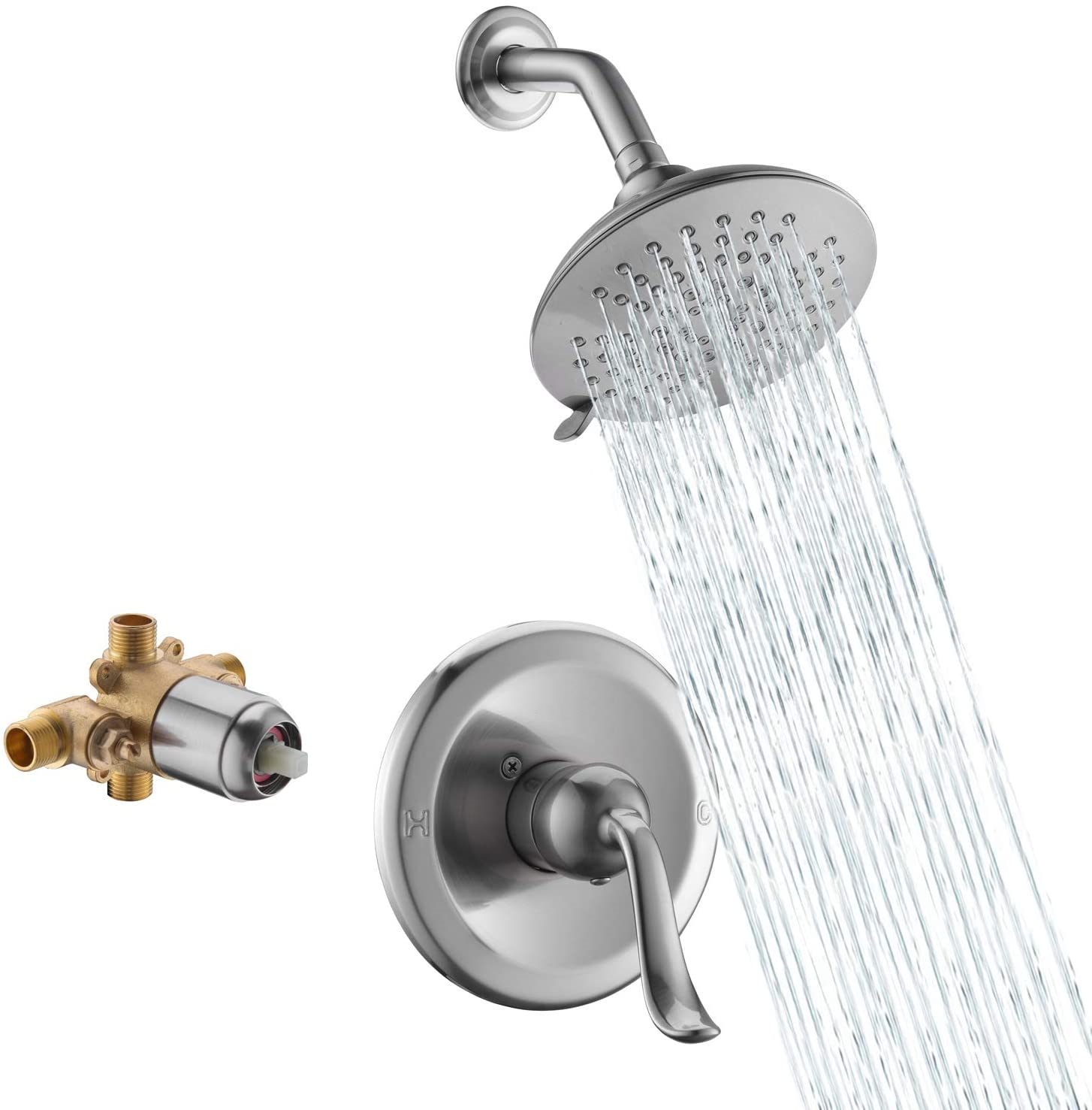 Grifo de ducha moderno en ducha de baño de grifo negro montado en la pared