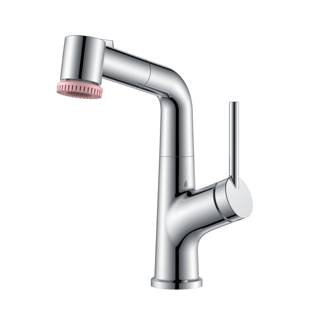 Elegante grifo de baño alto cromado Grifo de baño de un solo orificio con cepillo de belleza