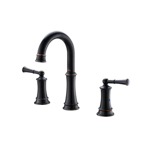 Grifo de lavabo clásico de 3 orificios Grifo de bronce frotado con aceite Grifo de baño único