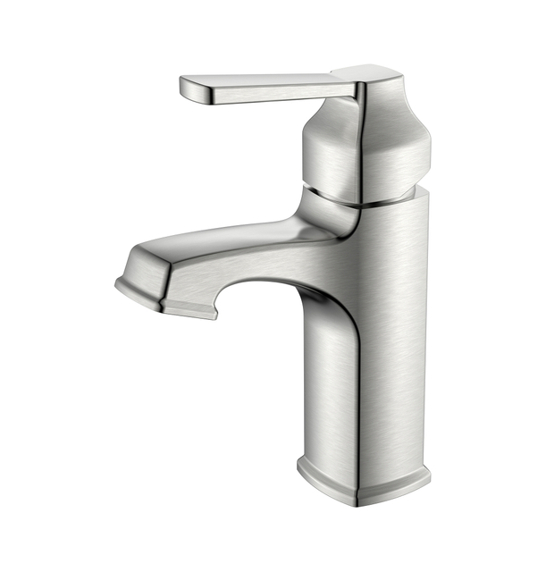 Grifo monomando para lavabo de forma cuadrada clásica de níquel cepillado para baño