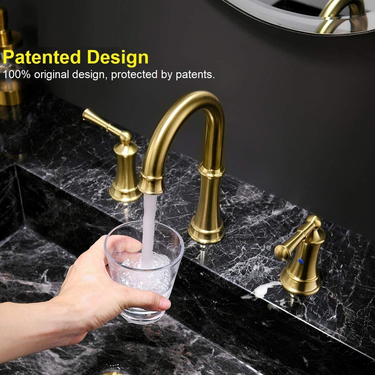 Grifo de lavabo clásico de 3 orificios Grifos de baño de color dorado Grifo de lavabo para baño