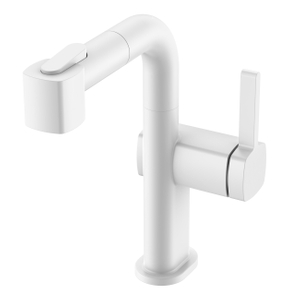 Grifo de baño de un solo orificio de altura ajustable blanco mate