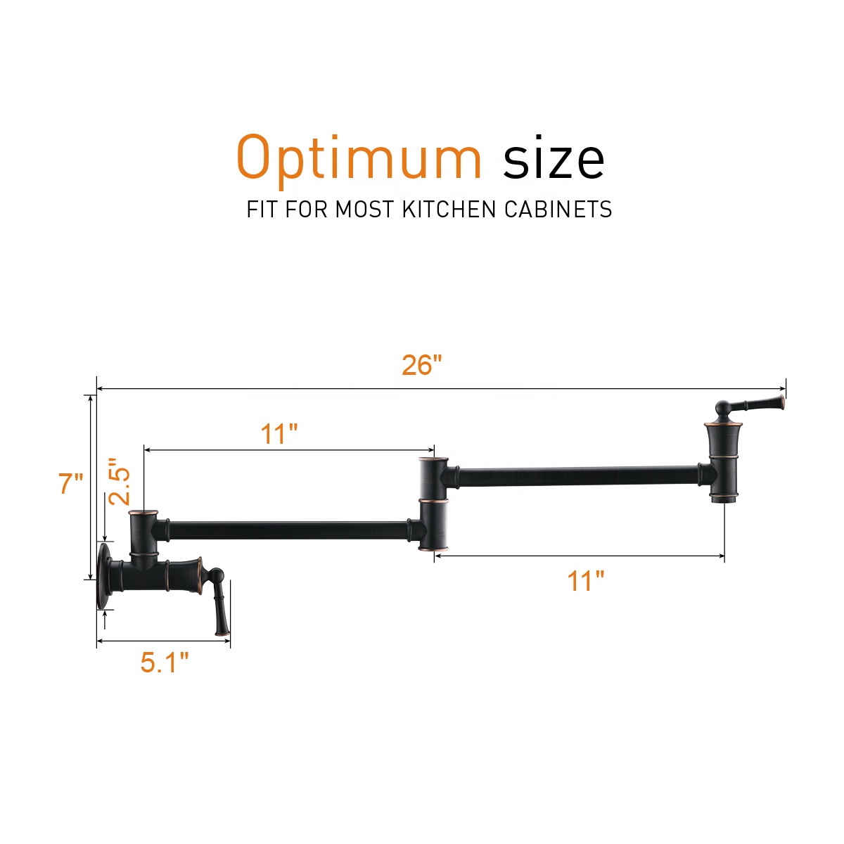 Grifo de cocina APS196-ORB con grifo de cocina montado en la pared Flexible para fregadero de cocina