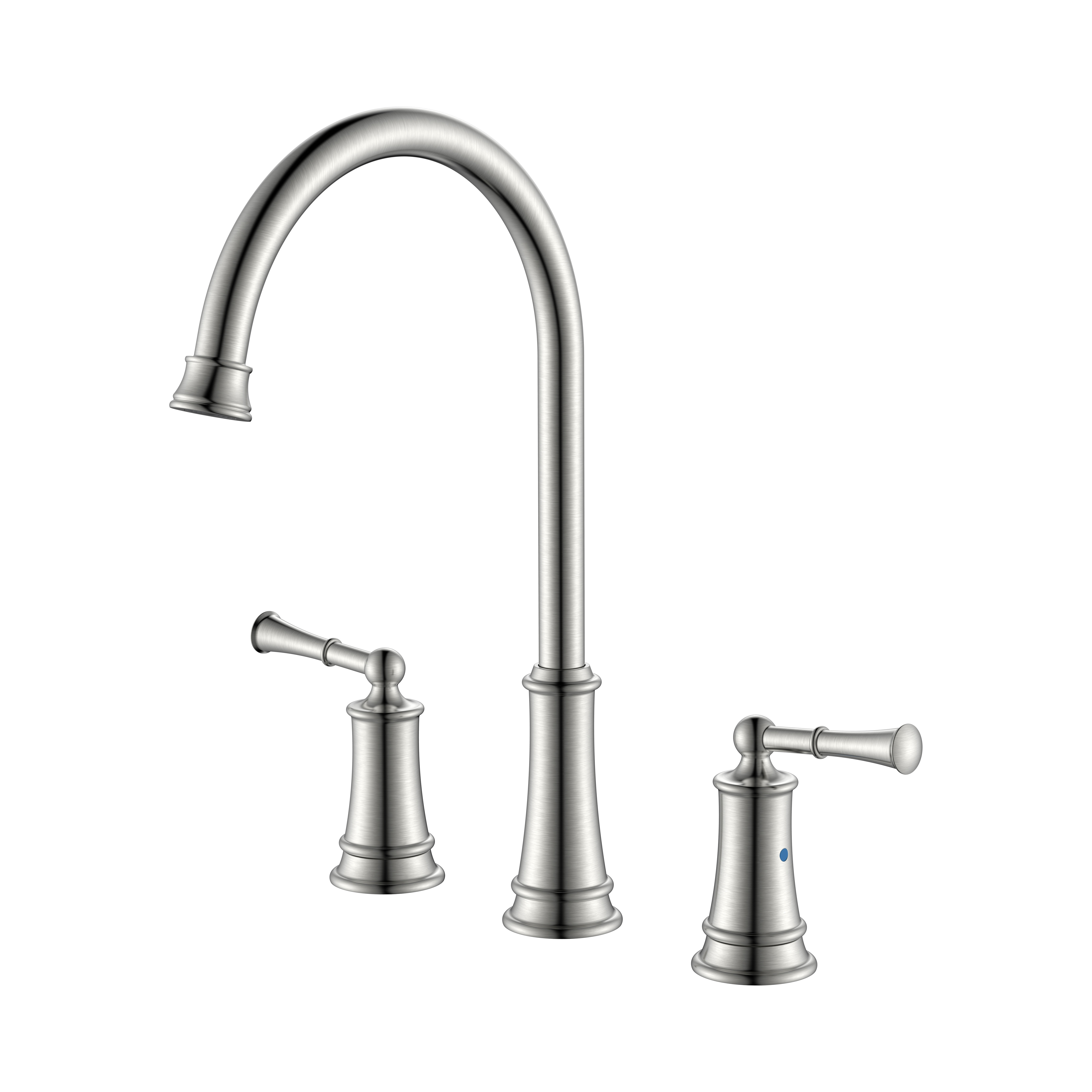 Grifo de cocina de dos manijas Grifo de cocina de níquel cepillado de 3 orificios generalizado