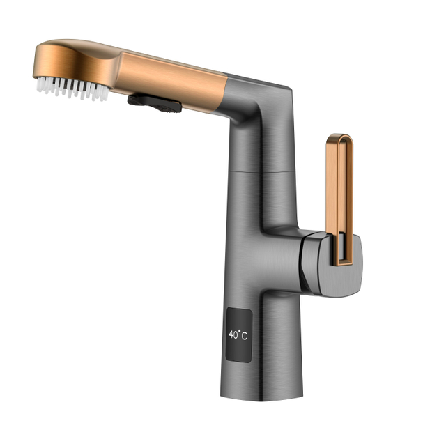 Grifo de baño extraíble de acero inoxidable y oro negro de último diseño con cepillo para el pelo