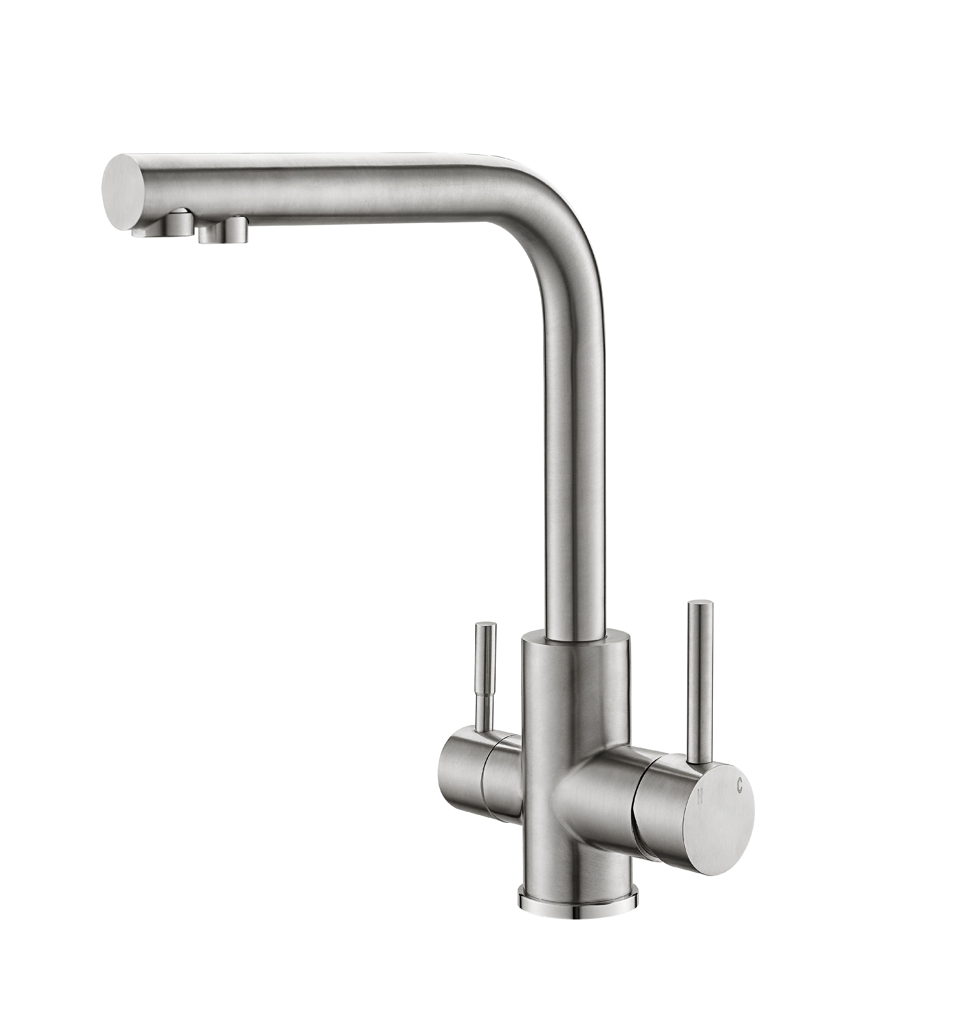 Pulverizador extraíble para cocina, grifo de doble manija, purificador de agua, grifo de cocina en negro mate