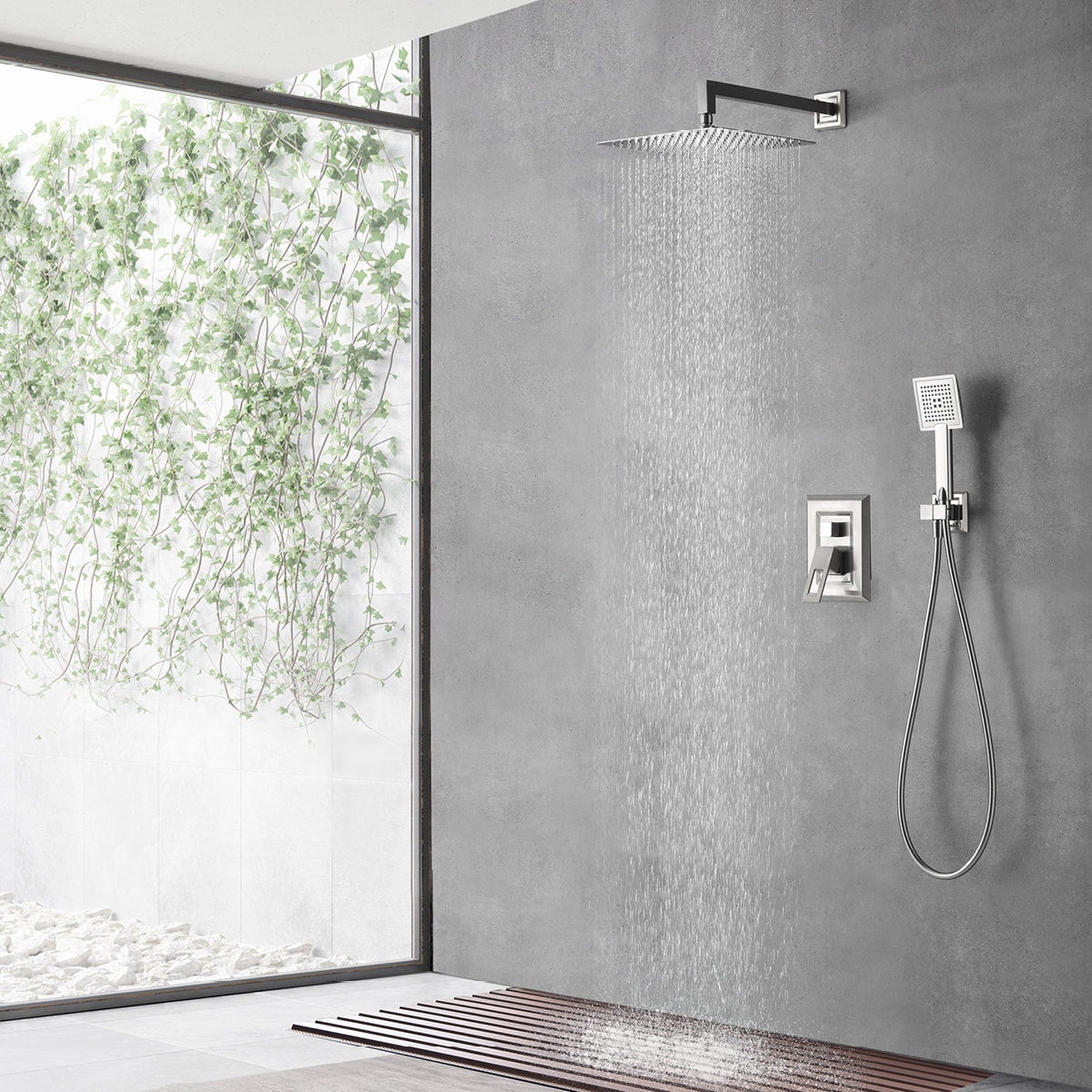 Grifo de ducha de acero inoxidable Grifos de ducha de baño cuadrados Conjunto de mezclador de ducha de baño