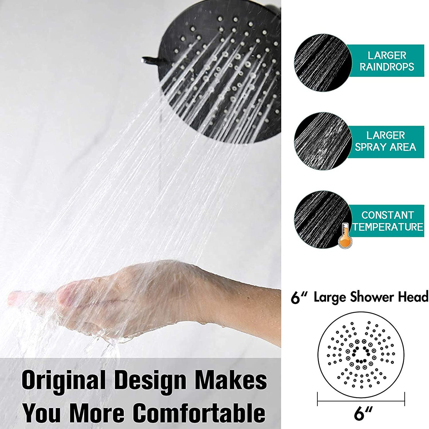 Grifo de ducha moderno en ducha de baño de grifo negro montado en la pared