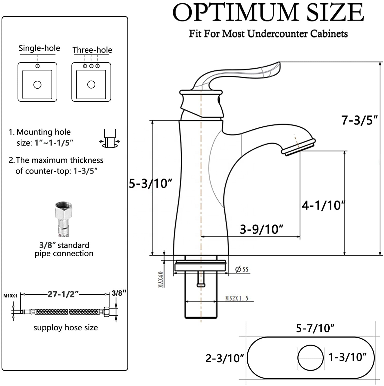 Gran oferta, grifo de baño de níquel cepillado, grifo de lavabo de un solo orificio de latón macizo