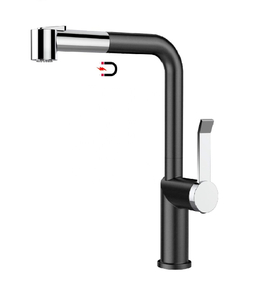 Grifo giratorio 360 montado en cubierta Grifo negro Fregadero de cocina Grifo de cocina de latón pulido